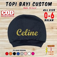 (0_0) Topi Bayi Custom Nama kupluk bayi lucu anak laki laki perempuan