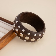 PuRui Hyperbole Creative Red Black Wooden CCB Chunky Bangle Bracelet for Women Vintage Punk Stackabl
