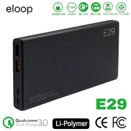 Power bank Eloop แท้100%by Orsen แบตสำรองพาวเวอร์แบงค์ รุ่น E29 ความจุ 30000mAh รองรับการชาร์จอุปกรณ์พร้อมกัน2เครื่อง รับประกัน 1 ปี