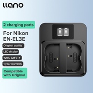 LLANO Nikon EN-EL3E Camera Charger LED USB Dual Slot Digital for D50/D70D80/D90/D100/D200/D300/D300S