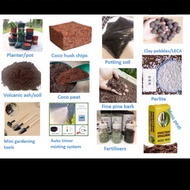 Gardening products: coco peat, peat moss, akadama, pumice, succulent soil, etc