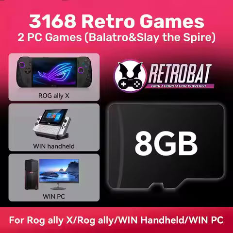 Gaming TF Card With 3168 Retro Games&2 PC Games For Rog Ally/Rog Ally X/GPD WIN4/LEGION GO/WIN PC&La