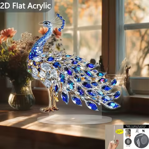 1PCS Crystal Peacock Desktop Decoration Sculpture Ideal Bedroom Decoration Living Room Atmosphere De