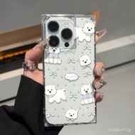 Blue Bowknot Puppy Ice Crystal Cube Suitable iPhone Phone Case Applies iPhone 16 Pro Max/15/14 Pro M