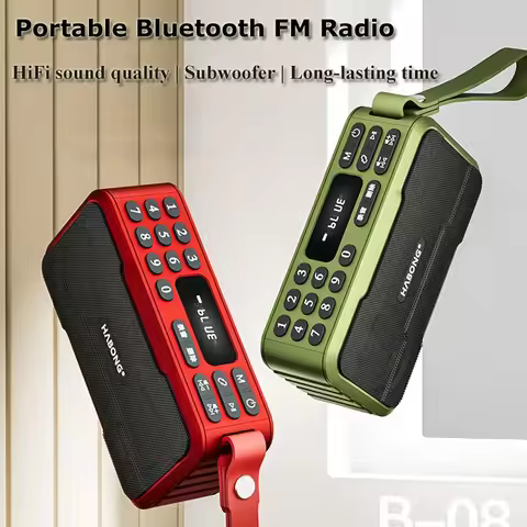 Portable Radio FM Mini Bluetooth Radios Speaker Hifi Sound Soundbar Subwoofer Handsfree Walkman Musi