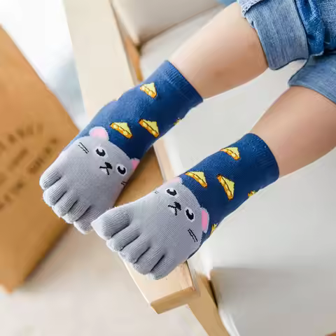 1/3 Pairs Kids Toe Socks Cute Cartoon Five Finger Socks Girls Boys Kawaii High Quality Cotton Childr