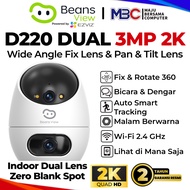Beans View D220 Dual Lens 6MP 2K 3+3MP White Indoor Rotate 360 by EZVIZ - Smart CCTV Wifi Wireless C