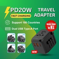 PD20W Universal Adapter USB-A USB-C Travel Plug Adapter Interface Plug Universal Adapter Travel Char