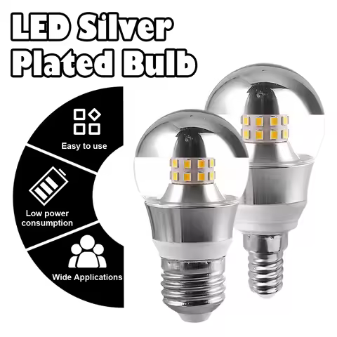 LED Mirror Bulb E27 E14 Half Silver Filament 5W 7W 9W decorative e27 e14 Half Silver Bulbs Lighting 