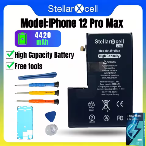 StellarXcell for iPhone Battery 12 series ip12 12pro 12promax 12mini Replacement Battery show 100% h