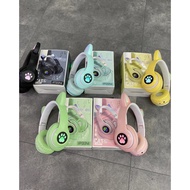 [Ready Stock] 5.0 Bluetooth LED Kucing light Headphones cat ear headphone Stereo Bass headphone wire
