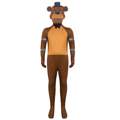 KKL3Adult Kids FNAF Nightmare Fazbear Halloween Costume Horror Game Pizza Singer Cosplay Bodysuit Ma