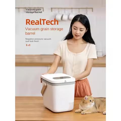 Pet Vacuum Cat Food Storage Bucket Dog Food Grain Bucket Cat Moisture-Proof Sealed Barrel Storage Ta