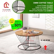 OMMI Coffee Table/Meja Kopi/L800 W800 H430 (mm)/Engineered Wood & Metal/Hot & cold water resistant (