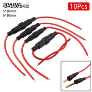 KOTAKAN1LX 1/10Pcs Fuse Casing, 250V 5*20mm 6*30mm Glass Fuse Holder, Durable with 20AWG Wire Cable 