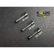 (10PCS) 8A/ 10A/ 20A Glass Fuse (Fius) Motorcycle Fuse 250V (Size: 6*30mm)