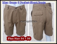 MBS Men Big Size Cargo Short Pants Multi Pocket with Zipper 6 Pockets (Plus Size 35 - 48)