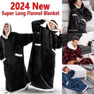 cod 180cm Super Long Flannel Blanket Pyjamas with Sleeves Winter Hoodies Sweatshirt Women Men Pullov
