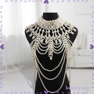 [HelleryMY] Pearl Body Chain Pendant Costume Multilayer Classic Jewelry for Beach, Swimsuit, Bridal 