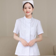 original Nurse uniform short-sleeved womens summer split suit large size round neck short hospital n