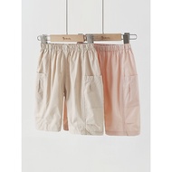 Baby Pants Summer Thin Pure Cotton Men Women Baby Pocket Overalls 7-point Pants Summer Shorts Casual
