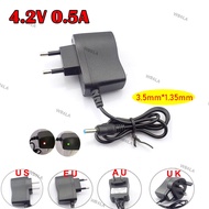 Power Adapter AC To DC 4.2V 0.5A 500ma 3.7V 18650 Battery Torch Headlight Charging Supply 3.5mmx1.35mm Plug Charger WB6MY