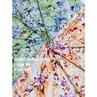 SWISS Cotton 1 Fabric Very Soft Lightweight And Comfortable To Wear Blue Clay Pattern Width 143 cm. 