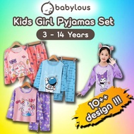 BABYLOUS Kids Long Sleeve Pyjamas Baju Tidur Budak Perempuan Cotton Silk Children Sleepwear Pajamas