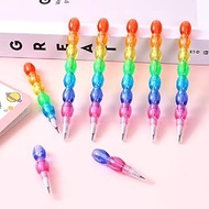 Acfun 12pcs Stackable Pencils Plastic Bubble Shaped Pencils Kids 7 in 1 Stacking Colored Party Favor