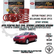 TOYOTA COROLLA ALTIS 1.8 (ZZE121/ZZE122) (2003Y-2007Y) (SET-PCS4 ) APM PERFORMAX COIL SPRING LOWERED