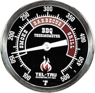 Tel-Tru BQ300 Barbecue Thermometer, 3 inch Black dial with Zones, 4 inch stem, 100/500 Degrees F