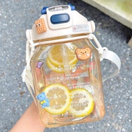 Water Cup Bottle Accompanying Pier Square Large Capacity Big Belly High-Value Summer Sports Plastic 