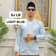 BAJU MELAYU JOHOR PLUS SIZE LIGHT BLUE (BAJU SAHAJA) BAJU MELAYU LEHER BULAT BAJU MELAYU TELUK BELAN