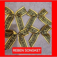 RIBBON SONGKET CLASSIC GOLD BLACK FLOWER DOORGIFT