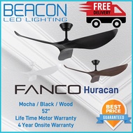 Beacon LED (LOWEST PRICE GUARANTEE) Fanco Huracan DESIGNER DC Ceiling Fan 3 Blades 52 Inch