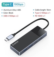 ORICO 4พอร์ต USB ฮับ3.0บางเฉียบ USB ข้อมูลฮับ PD100W Super Charging Type C + USB 3.0 Protable Comput