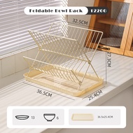 Vision Foldable Plates Drain Rack Kitchen Tableware Storage Rack with Drainer Basin Countertop Dish 