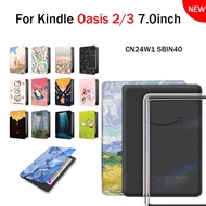For  Kindle Oasis 2 3 7.0'' Color Printing Cover Kindle Oasis 9th 10th Magnetic Flap Clear Acrylic e