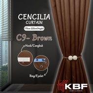 kkbfcurtain C9 Cencilia Blackout Curtain Window Ready Made Hook Eyelet (220cm)