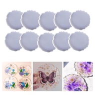10 Pcs Glossy Coaster Epoxy Resin Mold Agate Slice Cup Mat Casting Silicone Mould DIY Crafts Jewelry Placemat Plate Home