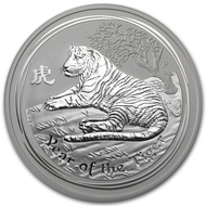 Perth Mint Australia Lunar Tiger 2010 5 oz .999 Silver Coin BU (Series II) 5oz