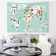 環遊世界地圖掛布 背景布