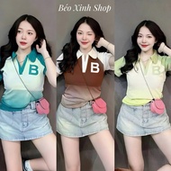 Women's Polo Printed T-shirt In Ribbed Elastic Fabric 45-90Kg with Big Size Fat and Pretty Shop - A.