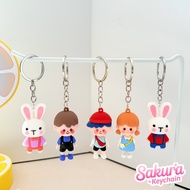 GANTUNGAN 3D PVC Cartoon Figure Keychain Trendy Toy Gift for Friends