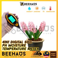 BEEHAUS 4 In 1 Soil Tester | Digital Soil Meter Moisture Temperature Sunlight PH Garden Tester Tool 