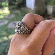 Cincin Ring Perak silver Ukir Barong Rangda Bali Lebar Asli 925 Pria