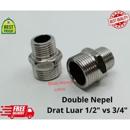 Double Nipel OUTER THREAD 1/2" VS 3/4" outer double sock/ 3/ 4 x 1 2 inch stainless steel pipe conne