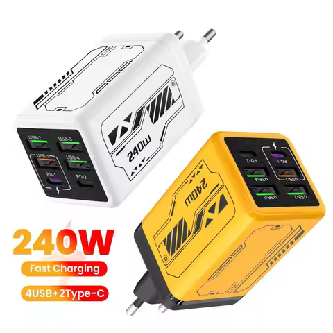 6 Ports 4USB+2Type C Super Fast Charging Mobile Phone Charger QC 3.0 Type C EU/UK/US USB Charger For