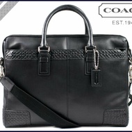 COACH 黑色牛皮 真皮印花 公事包 肩背包 F70454