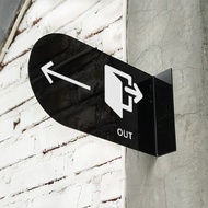 INPI HOUSE Directional Signage, Wayfinding Out - Directional Sign Board - Oval - Acrylic 15x26cm
